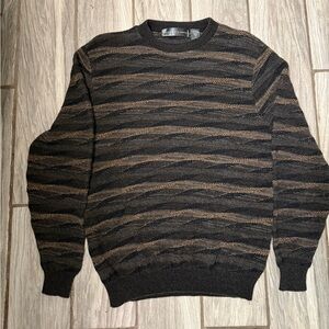 Oscar de la Renta Men’s Black/Brown/Green Crewneck Sweater